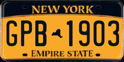 NY license plate GPB1903