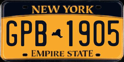 NY license plate GPB1905