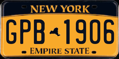 NY license plate GPB1906