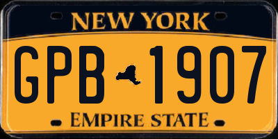 NY license plate GPB1907