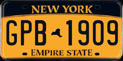 NY license plate GPB1909