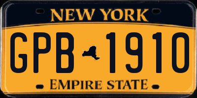 NY license plate GPB1910