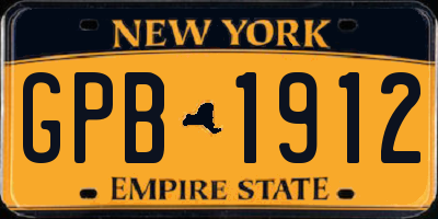 NY license plate GPB1912