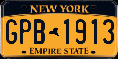 NY license plate GPB1913