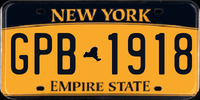 NY license plate GPB1918