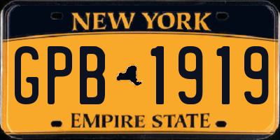 NY license plate GPB1919