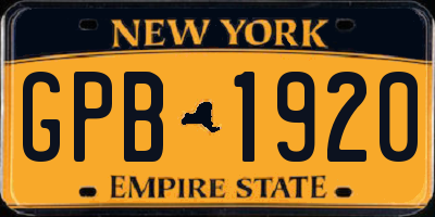 NY license plate GPB1920