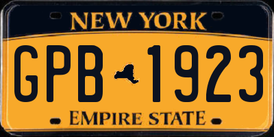 NY license plate GPB1923