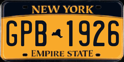 NY license plate GPB1926