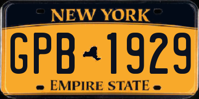 NY license plate GPB1929