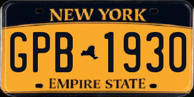 NY license plate GPB1930