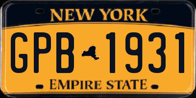 NY license plate GPB1931