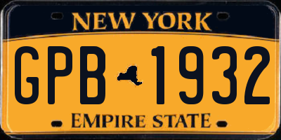 NY license plate GPB1932