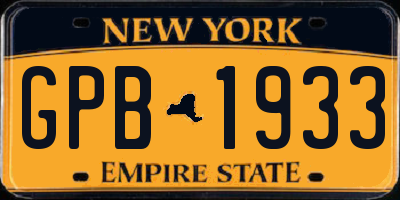 NY license plate GPB1933