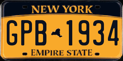 NY license plate GPB1934