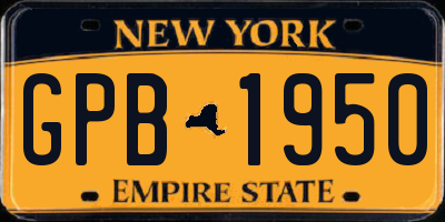 NY license plate GPB1950