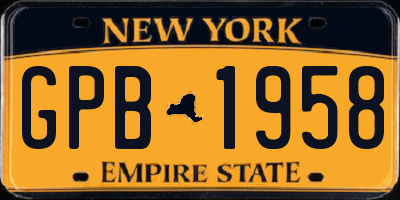 NY license plate GPB1958