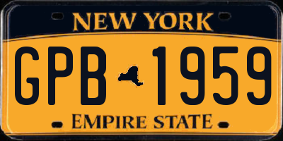 NY license plate GPB1959