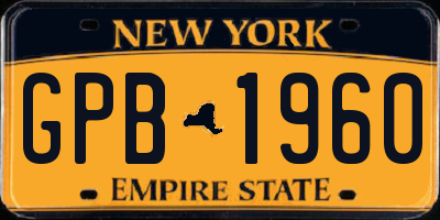 NY license plate GPB1960