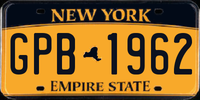 NY license plate GPB1962