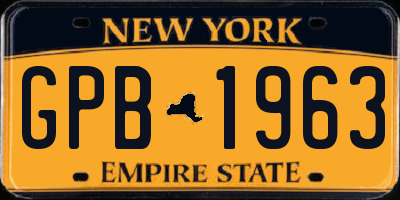 NY license plate GPB1963