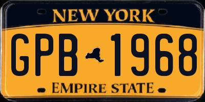 NY license plate GPB1968