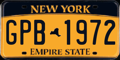 NY license plate GPB1972