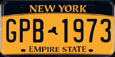 NY license plate GPB1973