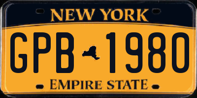 NY license plate GPB1980