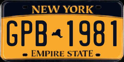 NY license plate GPB1981