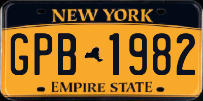 NY license plate GPB1982