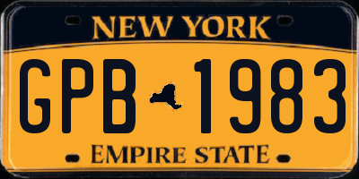 NY license plate GPB1983
