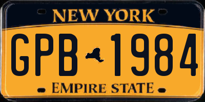 NY license plate GPB1984