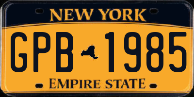 NY license plate GPB1985