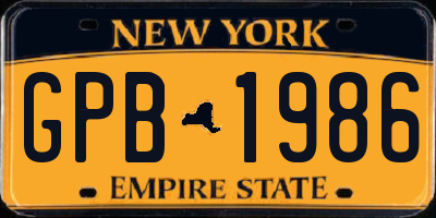 NY license plate GPB1986