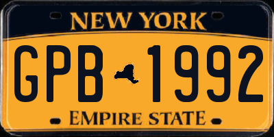 NY license plate GPB1992