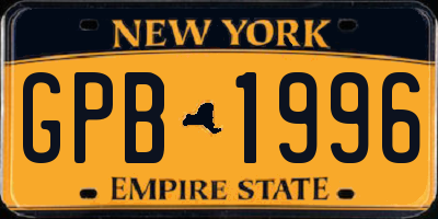 NY license plate GPB1996