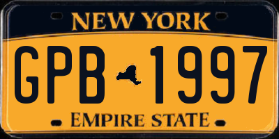 NY license plate GPB1997