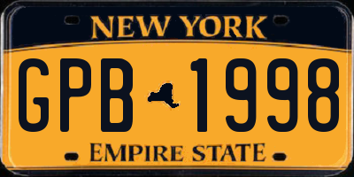 NY license plate GPB1998