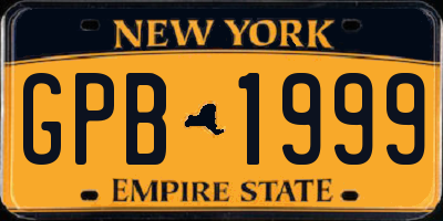 NY license plate GPB1999