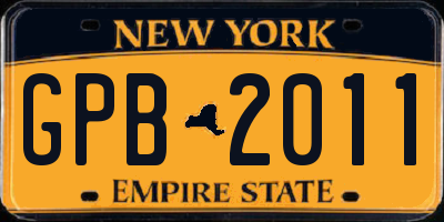 NY license plate GPB2011