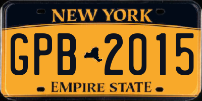 NY license plate GPB2015