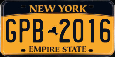 NY license plate GPB2016