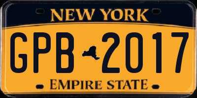 NY license plate GPB2017