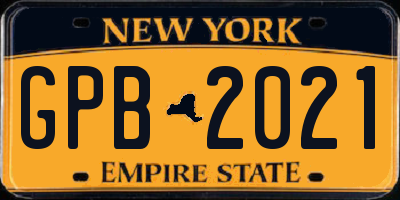 NY license plate GPB2021