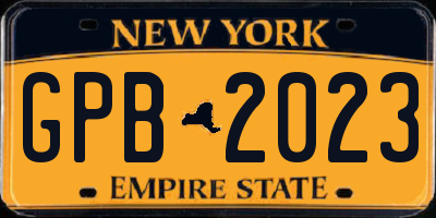 NY license plate GPB2023
