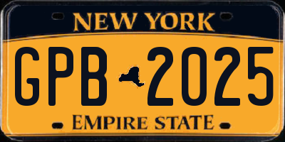 NY license plate GPB2025