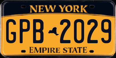 NY license plate GPB2029