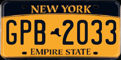NY license plate GPB2033