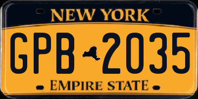 NY license plate GPB2035